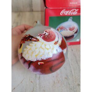 Vintage large Coca-Cola Santa Claus ornament ball Xmas set glass